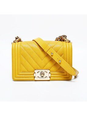 Chanel Shoulder Bag Mini Boy Chevron Caviar